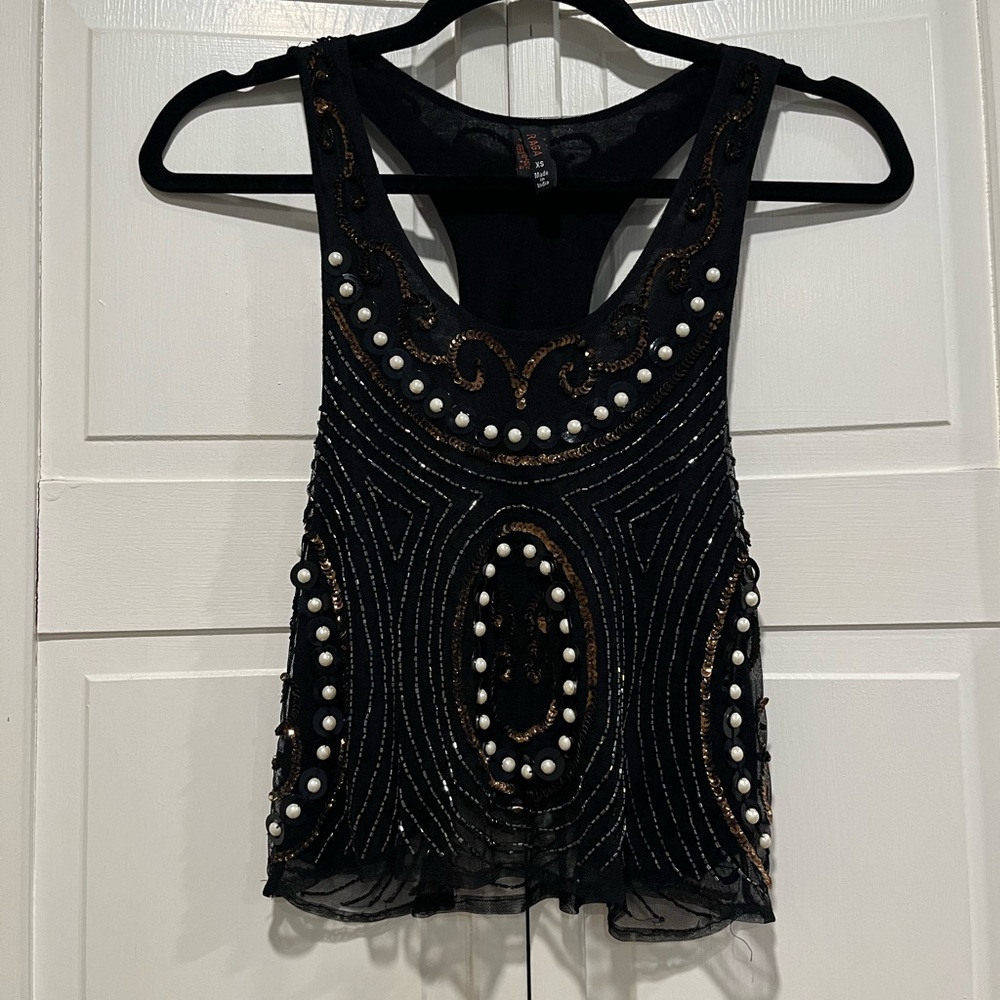 RAGA fully‎ beaded size XS crop NWOT